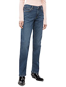 CK女装straight leg mid rise hamptons blue jeans