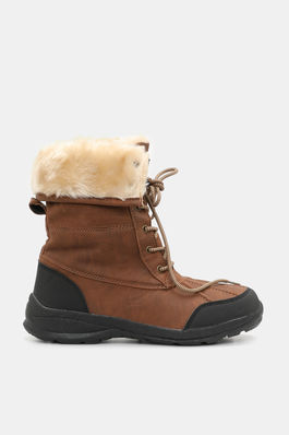 棉鞋Folded Faux Fur-Trimmed Boots