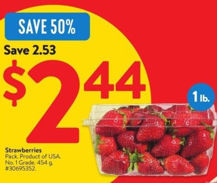 沃尔玛1磅草莓$2.44