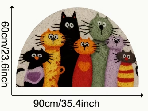 半圆形趣味卡通猫咪门垫3.53元