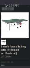 Butterfly 品牌乒乓球台低价转让360$