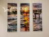 出售海边码头日出三联装饰画（竖版晶瓷画）