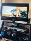 Samsum 43 TV with oringal remote + Black Glass TV stand +Apple TV box 